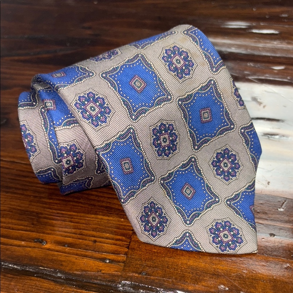 Gant Geometric Silk Neck Tie Made in USA Vintage